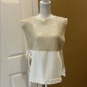 ZARA Cream and White  Knit Tank
